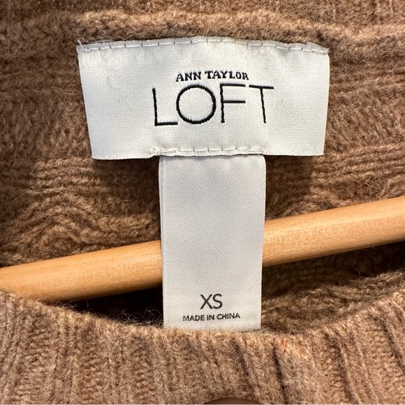LOFT Wool-Cashmere Blend Tan Cardigan Cable Knit Sweater Button Down Siz… - Picture 5 of 5